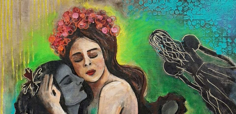 Olga Safa with palette and brushes